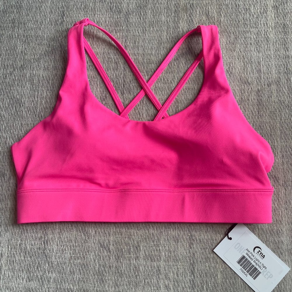 ZYIA Hot Pink Strappy Bra, XXL
